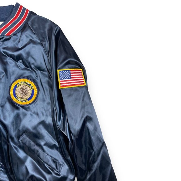 Vintage American Legion Jacket Mens Size Xl Navy Blue Satin Post 264 Color Guard - Picture 3 of 12